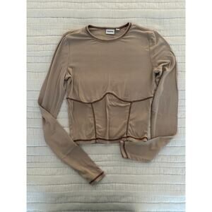 Aritzia Sunday Best S Dove Ribbed Long-Sleeved Top